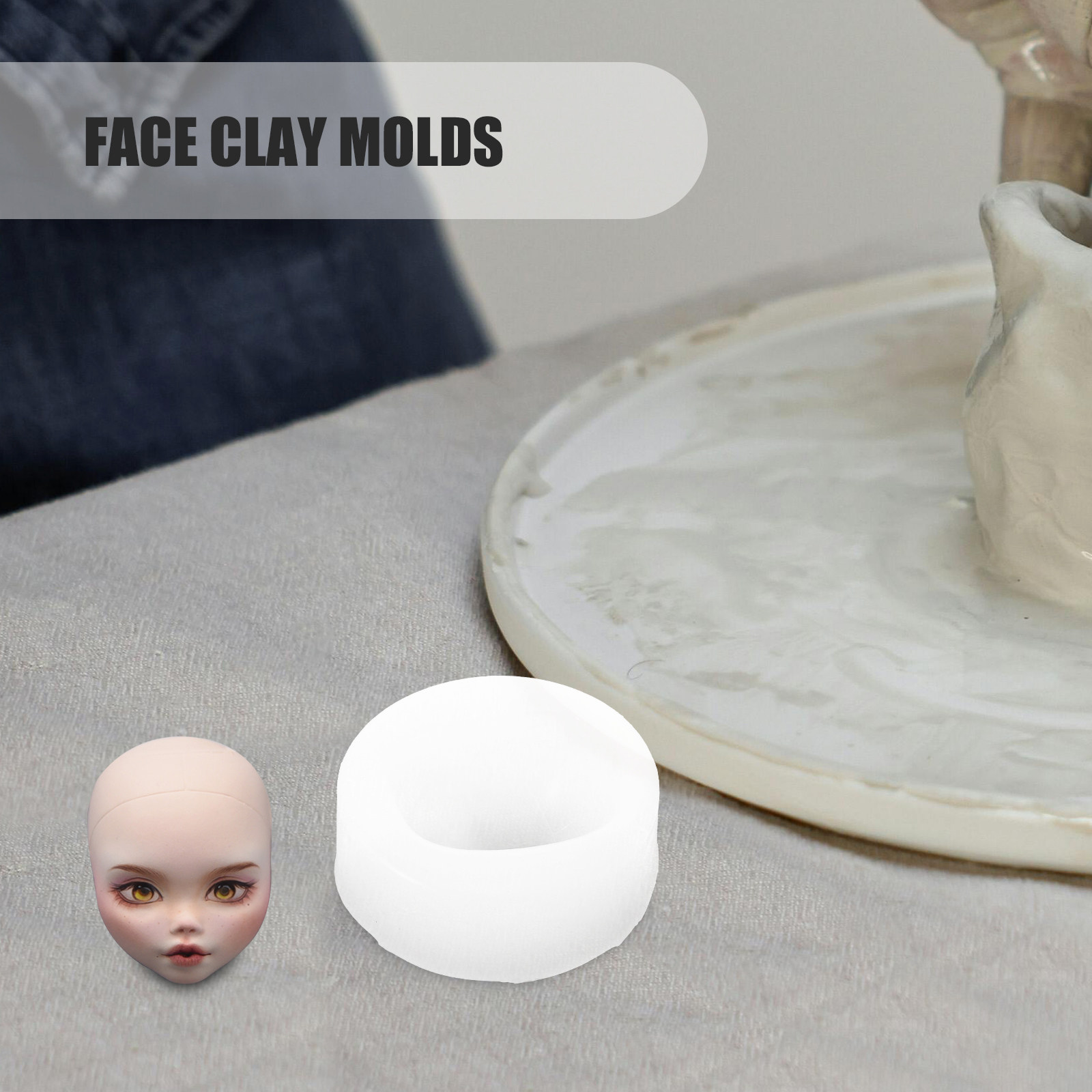 Crafting Resin - Cetakan Tanah Liat Silikon Berbentuk Wajah