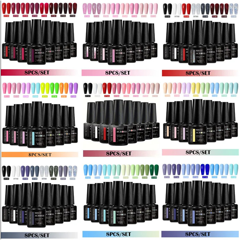 8pcs Set Kutek Gel Bebas HEMA  - Resin Glitter Pack ulasan dan harga